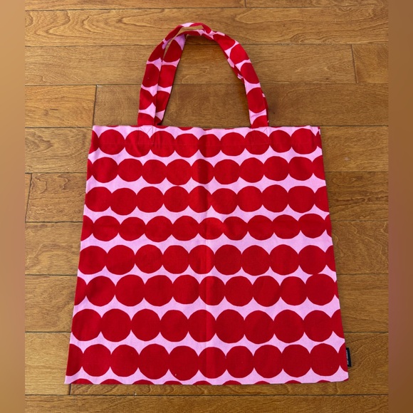 NWOT Marimekko Räsymatto cotton tote bag in red and pink polka dots - Picture 1 of 5